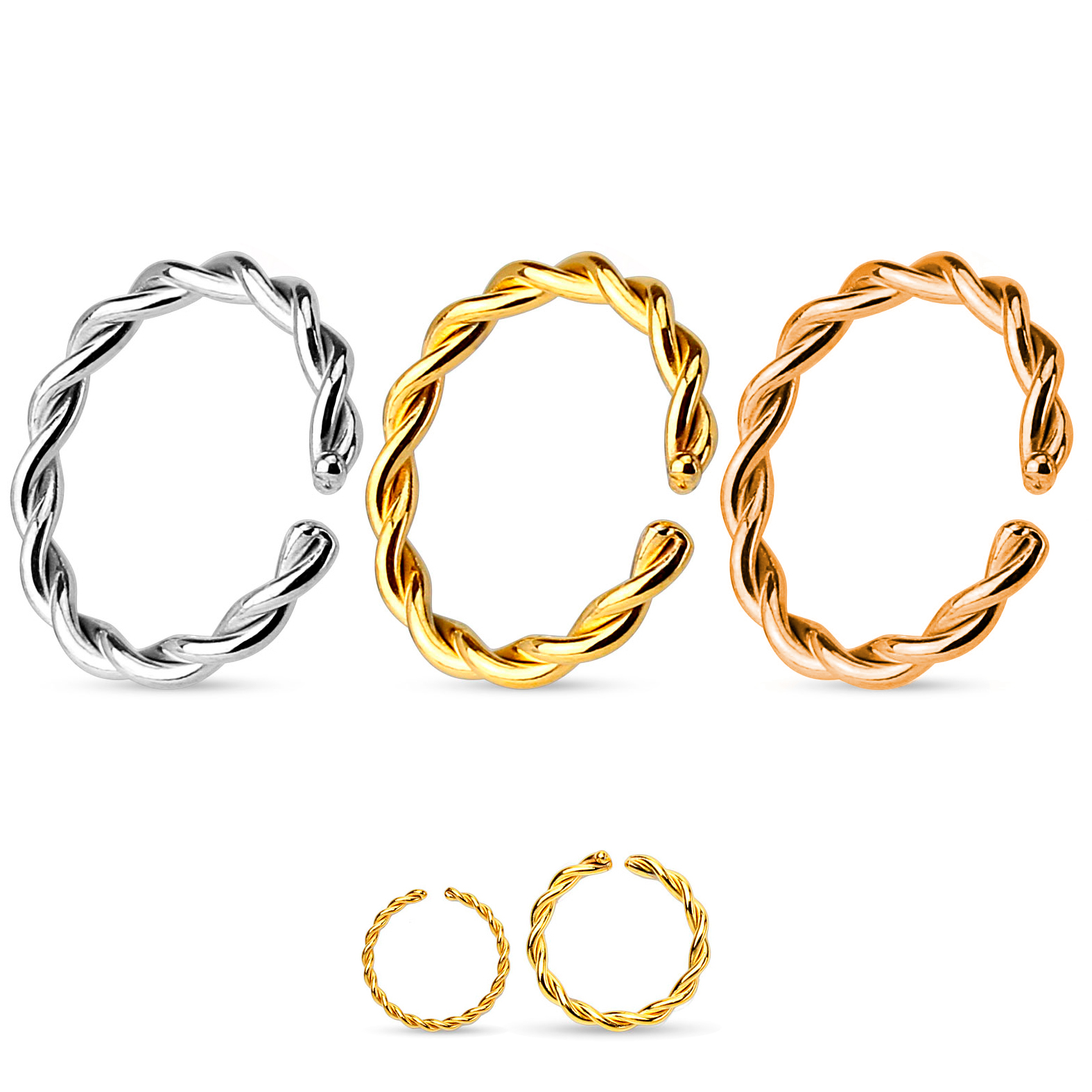 Pīrsinga gredzens ar vijuma dizainu no 14 karātu zelta